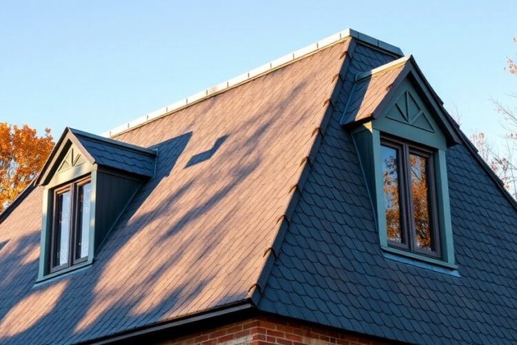 sloped roof with dormers