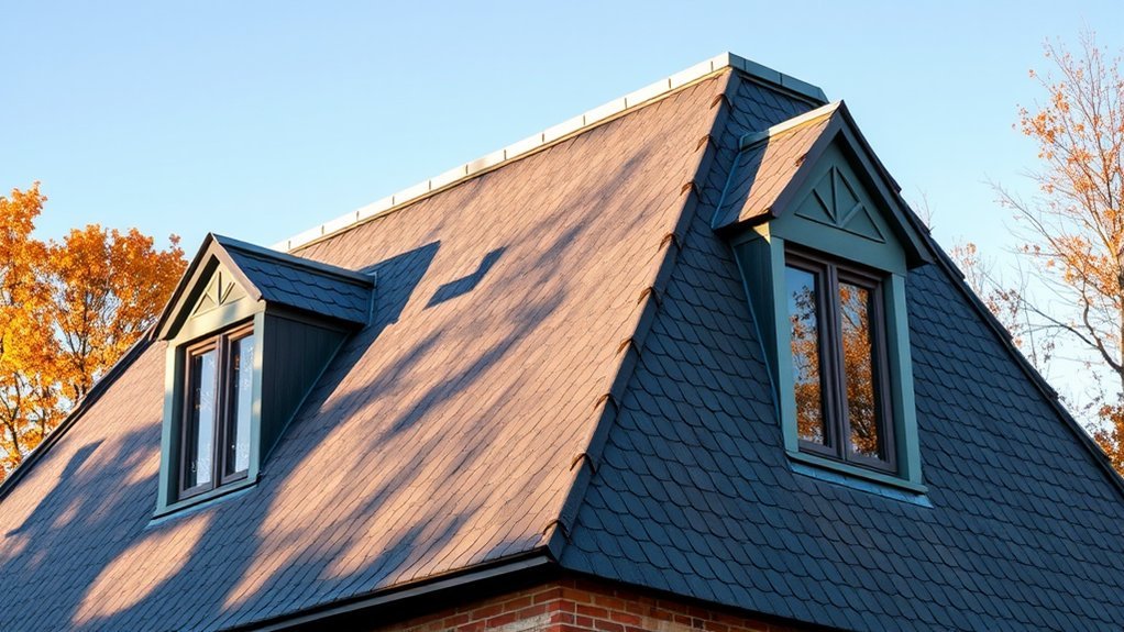 sloped roof with dormers